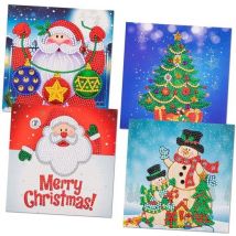 Rubye® Diamond Painting Christmas Cards - Diamond Painting Adults - Avec enveloppes - Noël - 4 pièces