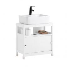 SoBuy Meuble bas pour lavabo - BZR185-W - MDF - 60 x 60 x 30 cm - Blanc