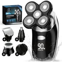 Rasoir 5 en 1 pour hommes - Tondeuse - Rasage humide et sec - Tondeuse à nez - Tondeuse à barbe - 5 accessoires
