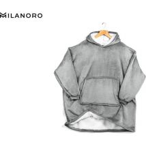 Milanoro - Couverture à capuche ultra-douce - DESTOCKAGE avec remise supplémentaire - Gris foncé