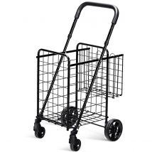 Coast Chariot de courses pliable - Panier double - 31 x 48 x 95 cm - Noir
