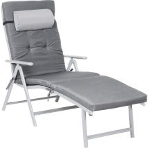 O'DADDY® Lounger garden - Bain de soleil - Bain de soleil - Bain de soleil pliant adulte - Bain de soleil pliant - Bain de soleil - Bain de soleil pliant - Bain de soleil jardin - Coussin bain de soleil - Bain de soleil avec appui-tête - Gris
