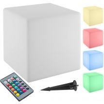 tectake® luminous cube - cube lumineux led 43x43x43 cm - 16 couleurs rgb, 5 modes d'éclairage - décoration de jardin et éclairage d'ambiance