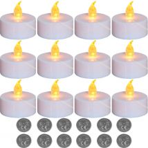 Aurae Led Tea Lights 12x White - 3,7x3,8 cm - Piles incluses - 120+ heures de combustion