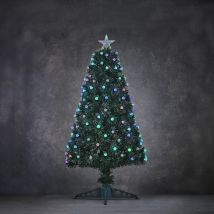 Luca Lighting Genova Arbre de Noël en fibre optique - vert multicolore, 95 LED, H 90 × Ø 40 cm, quick-flash