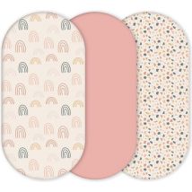 Yunioo® Drap berceau universel │ Drap-housse bébé pour landau, panier à langer et panier mosaïque │ Housse de matelas à langer │ Cadeau de maternité baby shower │ 3-pack │40x80 cm élastiqué