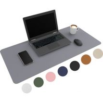 WURK Tapis de bureau professionnel en cuir synthétique - Organiseur de bureau - Accessoires de bureau - Tapis de souris XXL - Avec clip de câble - 90x45 - Gris