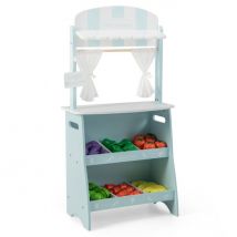 Coast Farm Market Stand avec toit ouvrant - Bleu - MDF - 45x24x86 cm