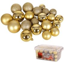 Cadeaux de Noël Coffret de boules de Noël - 70 boules - plastique/plastique - Ø4/5/6 cm - mat/ brillant/ pailleté - or