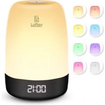 Réveil Lumineux - Loftey - Réveil numérique avec lampe progressive - 7 sons de la nature - Fonction Snooze - Blanc