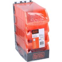 BLACK+DECKER Bacs de rangement empilables - 4 pièces - Idéal pour les outils, le maquillage et l'organisation du bureau - 15 x 24 CM - Plastique - Orange