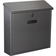 Perel letterbox Monaco, boîte aux lettres murale extérieure, montage mural, avec plaque signalétique, serrure à clé, verrouillable avec 2 clés, acier inoxydable, 36,8 x 36,5 x 10 cm, gris argenté