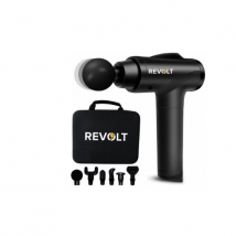 Pistolet de massage Revolt, 30 vitesses et 6 accessoires, étui de rangement, Pour la récupération musculaire et les blessures, Noir