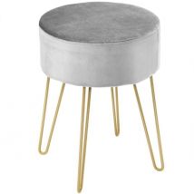 Tabouret en velours moderne tabouret de maquillage rond tabouret rembourré tabouret jusqu'à 100 kg tabouret de pied chargeable tabouret de siège (gris)
