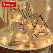 Nuvance - Guirlande de lumières LED - 50 étoiles - 5 mètres - Lumières de Noël pour l'intérieur et l'extérieur - Décoration de Noël - Guirlande de lumières de Noël - Blanc chaud