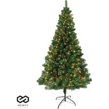 Infinity Goods Artificial Christmas Tree With LED Lights - 210 cm - Arbre de Noël réaliste en plastique - Support en métal - Vert