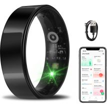 Saaf Smart Ring - Noir - Taille 8 - Traceur d'activité mince pour les femmes et les hommes