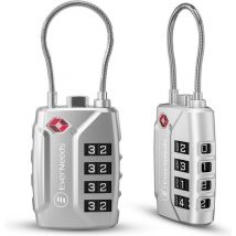 Serrure de valise - EverNeeds - Serrure TSA - Cadenas à 4 chiffres - Serrure à chiffres - Argent - 2 pièces