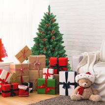 Coast 135 cm sapin de Noël artificiel avec 5 changements de couleurs sapin de Noël avec support en métal vert