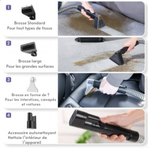 Nettoyeur de tapis Motion - 4 en 1 - 1800 ml Réservoir d'eau - Auto-nettoyant - 40 x 28 x 38 cm - Violet