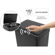 Buccan - Grande poubelle avec détecteur de mouvement - Noir - 60 litres