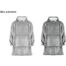 Milanoro - Couverture à capuche ultra-douce - Gris argenté