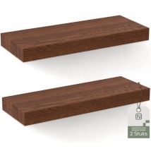 Étagère murale flottante - Noswo - Lot de 2 - 15 kg max - Bois de manguier massif - 43x16.8 x4 cm - étagère à livres / étagère à photos - Matériel de fixation inclus