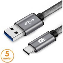 Drivv. Câble USB vers USB C - Chargeur rapide - Câble de données et de charge USB C - 5 mètres - Convient à Samsung, iPhone 15 et autres - Gris spatial