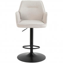 Tabouret de bar Raffy Beige - réglable et pivotant - avec accoudoirs - assise confortable en tissu - design moderne