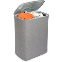 Bodo® - Panier à linge Duosplit - Panier à linge avec couvercle - 90L - 56x41x69 cm - Gris