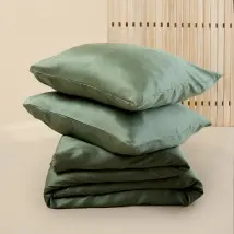 Sjumo - Housse de couette en satin de Tencel - 260x220 cm - Tencel vert sauge et satin de coton - Haute brillance et douce comme de la soie - Antiallergique et respirante - 2 taies d'oreiller gratuites incluses