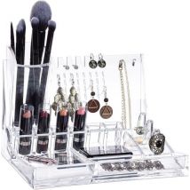 Boîte de rangement - Relaxdays - Organisateur de maquillage - Rangement cosmétique - Porte-bijoux transparent