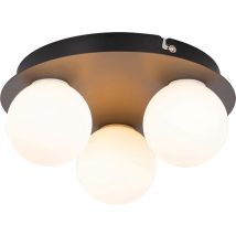 QAZQA cedaric - Plafonnier moderne - 3 lumières - Ø 23 cm - Noir - Luminaires d'extérieur