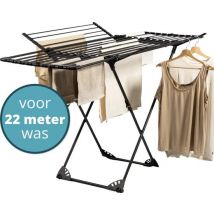 Homra étendoir à linge pliable - jusqu'à 22m de lavage - étendoir à linge pliable - étendoir à linge peu encombrant - étendoir à linge - séchage écologique du linge - 182x97x103 CM - métal noir - convient aux familles nombreuses
