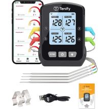 Tenify Meat Thermometer - Wireless with Mobile App -BBQ Thermometer - Bluetooth - Digital Kitchen Thermometer - Oven Thermometer - Food Thermometer (4 measuring probes)
