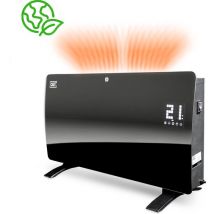 QLT Panneau chauffant en verre incurvé - Chauffage électrique avec App Control - Chauffage de salle de bain avec thermostat et antigel - 2000 Watts - Noir