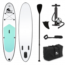 Paddle gonflable - Pacific - Edition spéciale - Stand up paddle - 305 cm - 100 kg max - Turquoise & Blanc