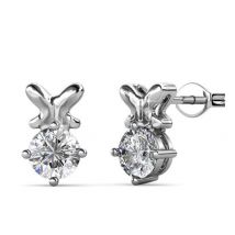 Yolora Boucles d'oreilles pour dames avec cristaux Kalpa Camaka - couleur argent - plaqué or blanc 18K - Clous d'oreilles - Cadeau de fête des mères