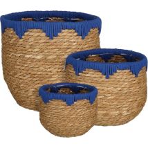 Mica Decorations Jorck Plant Basket - Lot de 3 - H24 x Ø26 cm - Seagrass - Blue, Brown