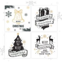 Giftmas Cartes de Noël - Cartes de vœux - 52 pièces - Avec enveloppes et autocollants - 10x10cm
