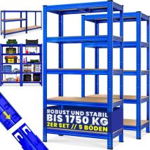 MONZANA 2x Armoire à rayonnages sans vis - 180x90x40cm Total 1750kg - Bleu