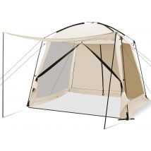 Costway tente pour 6-8 personnes tente de camping avec auvent imperméable 300 x 300 x 250 cm beige