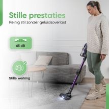 Heevey 4-in-1 Aspirateur à manche sans fil - Support flexible - Aspirateur à manche sans fil - Aspirateur sans sac - Avec 4 accessoires différents - Filtre HEPA - Aspirateur à main - Aspirateur à poussière