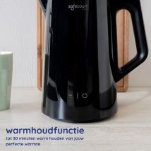 Bouilloire intelligente Safecourt Kitchen - Fonction maintien au chaud - 5 niveaux de température - 1,7 L - Noir