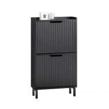SoBuy FSR177-SCH Meuble à chaussures avec 2 abattants Meuble à chaussures étroit avec 4 étagères Meuble à chaussures noir