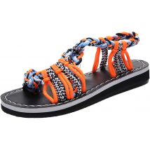 ZLZNX Sandales femme - Semelle antidérapante - Orange - Taille 41