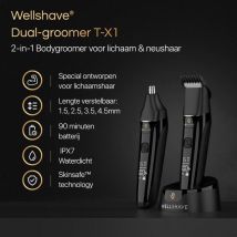 Wellshave 2 in 1 Bodygroomer Men - Tondeuse Multi pour le corps et la barbe - Tondeuse poils pubiens homme - Tondeuse corps homme - Tondeuse nez - Dual Groomer