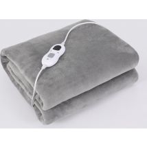 Couverture électrique - Couverture chauffante Lavable en machine - Minuterie - 160x130 cm - Couverture câline - 1/2 personne - Gris