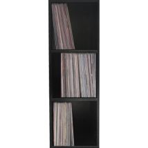 Meuble de rangement pour disques vinyles lp - rangement disques vinyles lp - bibliothèque - 3 compartiments - noir