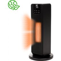 QLT Ceramic Stove with Glow Effect - Réchaud électrique à tour avec élément chauffant en céramique PTC - Chauffage avec mode ECO et affichage LCD - Noir